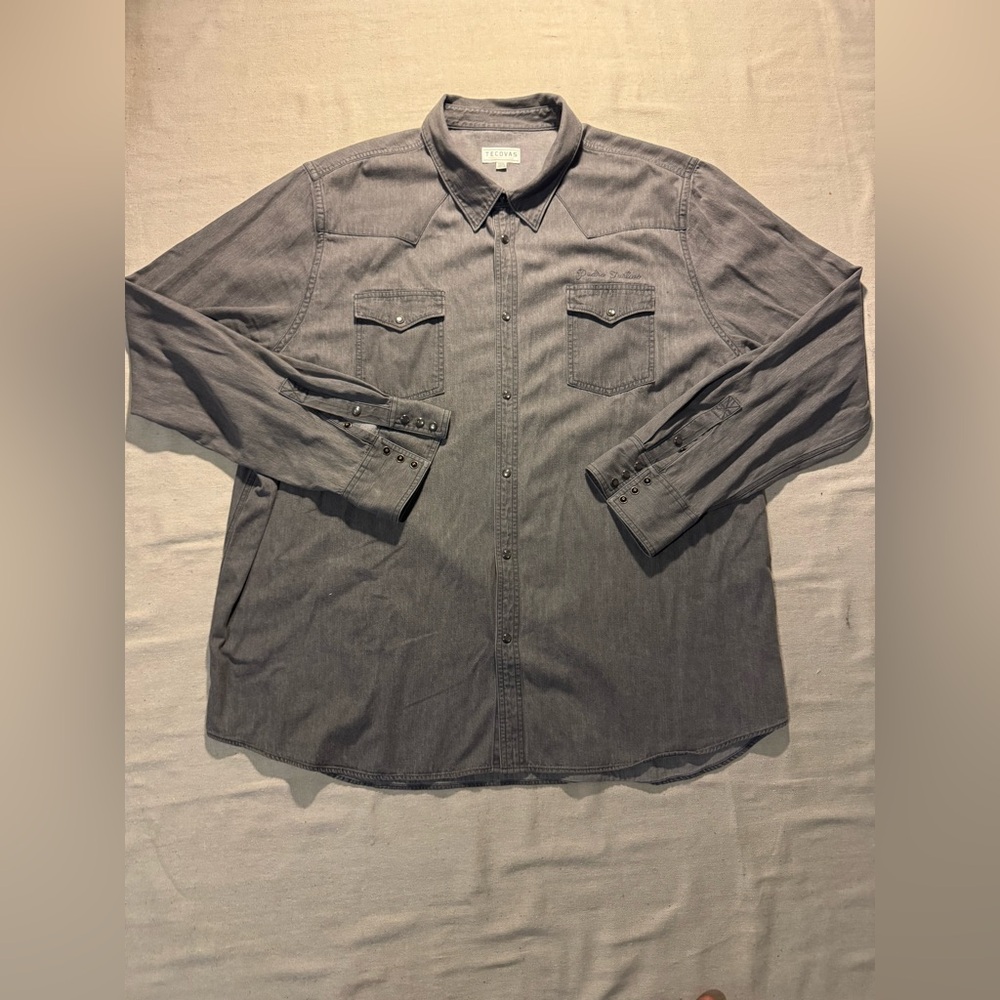 Tecovas Men’s Button Up Long Sleeve Sz XXL Gray Mint